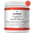 Opakowanie medycznej marihuany, Aurora 20 THC Pink Kush, Białe opakowanie z zakrętką o pojemności 10g z kanady