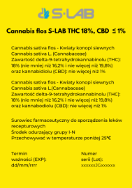 Kopia Cannabis flos S-LAB THC 18%, CBD ≤ 1%